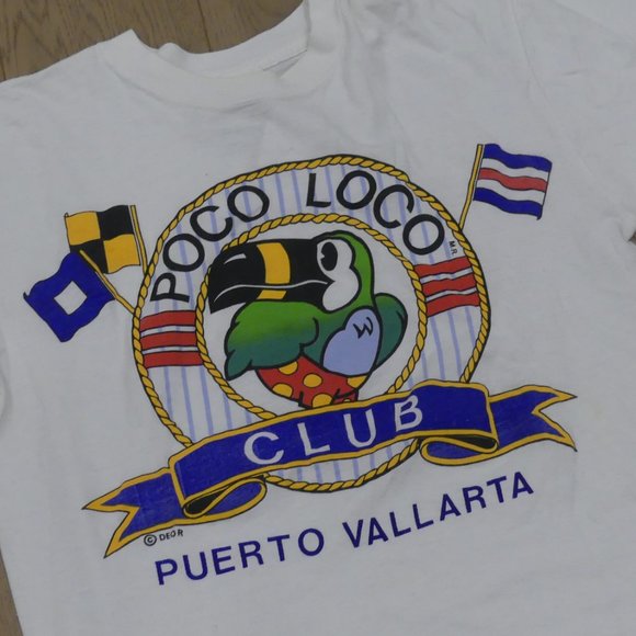 Poco Loco Club Puerto Vallarta Vintage 1990's White Small T-Shirt - Picture 2 of 5